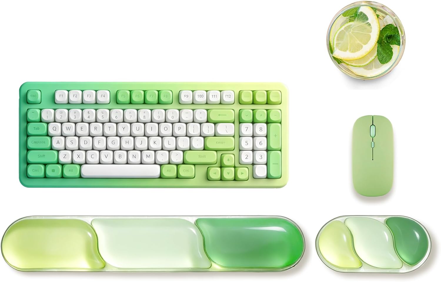 Gel Mouse & Keyboard Wrist Rest Set, 2 Pieces Silicone Wrist Support, Ergonomic Wrist Rest for Typing Pain Relief,Anti-Slip Rubber Bottom,Computer Keyboard Pad for Office Laptop Gaming (Green)