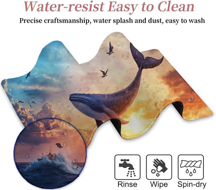 Tapis de souris baleine bleu pour espace de télétravail sur PC