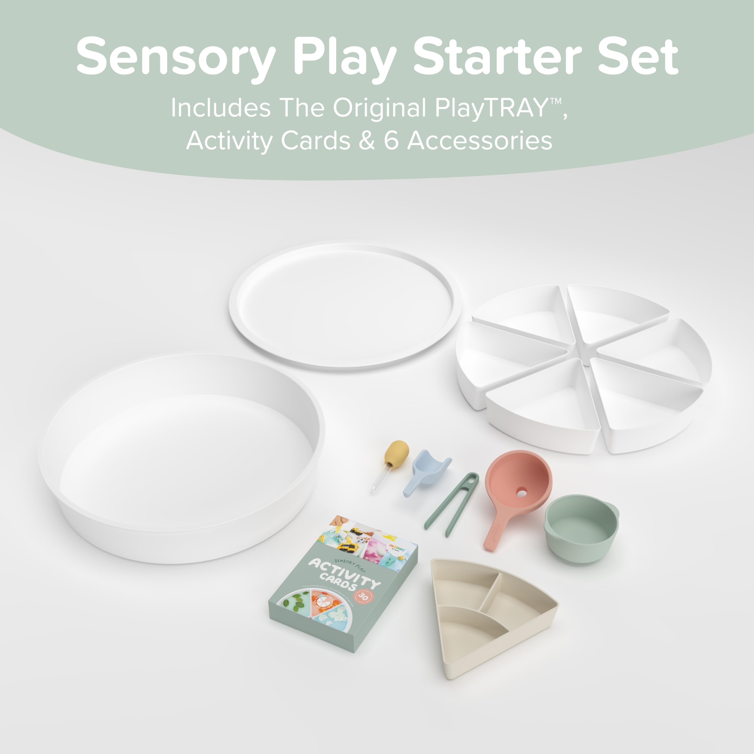 Inspire My Play Sensorisches Tablett mit Deckel, Starter-Set – Kleinkind-Werkzeuge und Feinmotor-Zubehör für Kinder