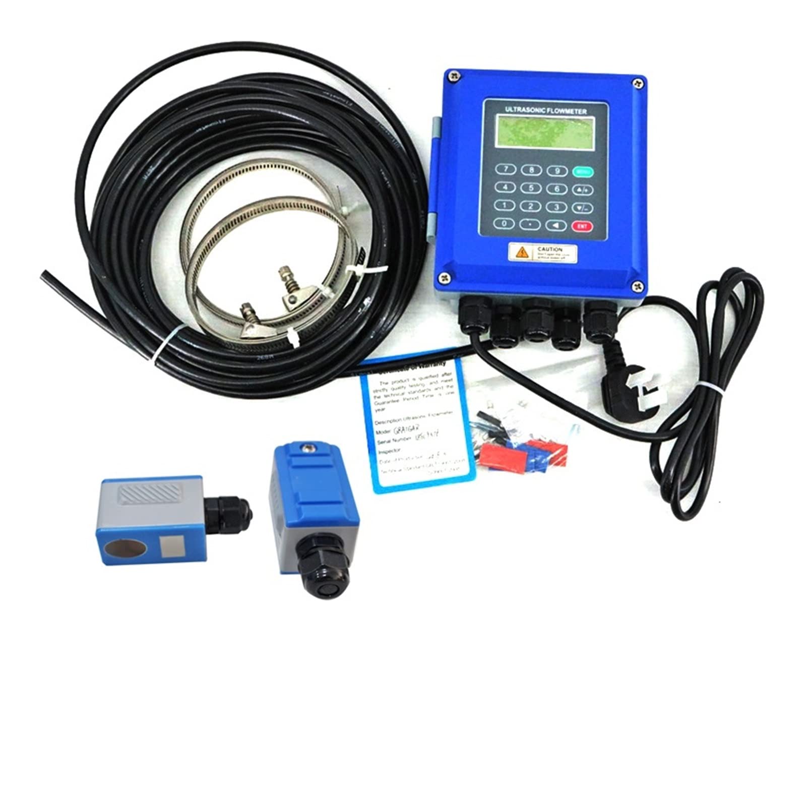 MKHJKIOII Digital Flow Meter TUF-2000B Wall Mounted Water Flow Meter Transducer Optional SD Storage Clamp Sensor Digital Liquid Ultrasonic Flowmeter Water Fuel Air Gas(Host plus TM-1)