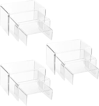 9 Pcs Clear Acrylic Display Risers - Jewelry & Cupcake Holder Set 3 Sizes