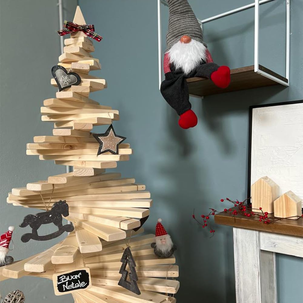 Sapin de Noël en bois naturel, 1,50 m