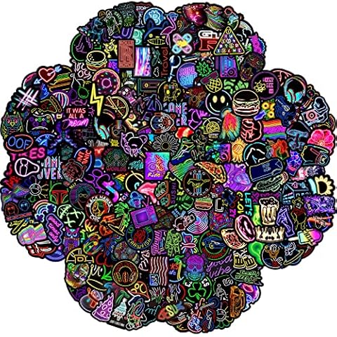 Pack de 200 pegatinas de graffiti neón impermeables Cover