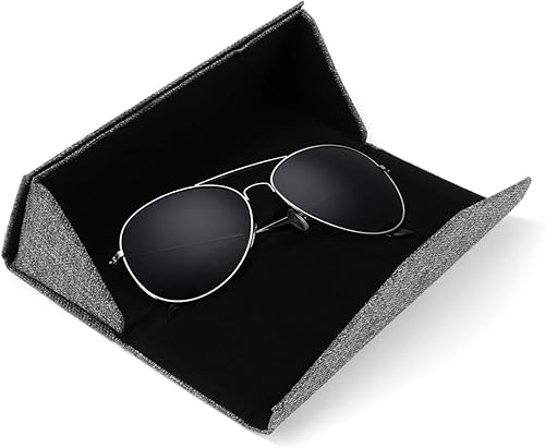 Miniatura 6 de Paquete de 2 fundas plegables triangulares con cierre magnético portátil, de piel sintética, carcasa rígida, tamaño mediano