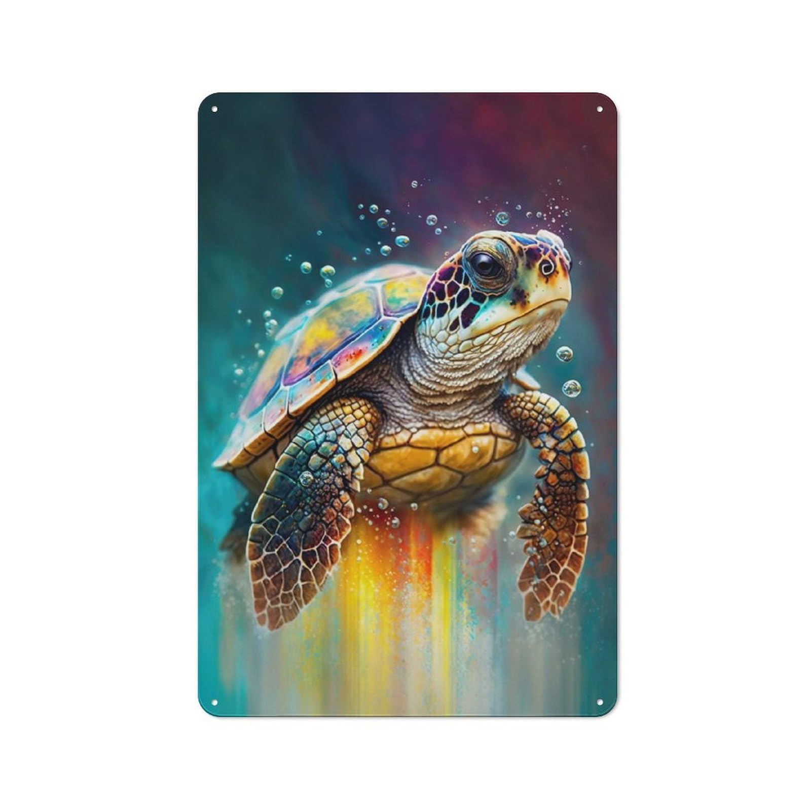 Junmoney Turtle Watersketch Vintage Tin Sign 30X20cm, Old Fashioned Nostalgic Wall Art For Bedroom, Office, Home Bar Or Dining Room