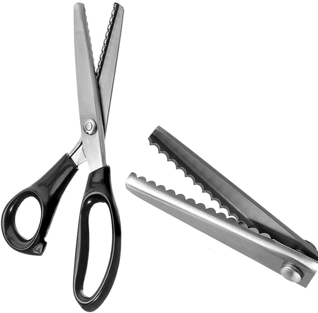 Serrated Scalloped Edge Pinking Shears, Stainless Steel ZigZag Cut Scissors