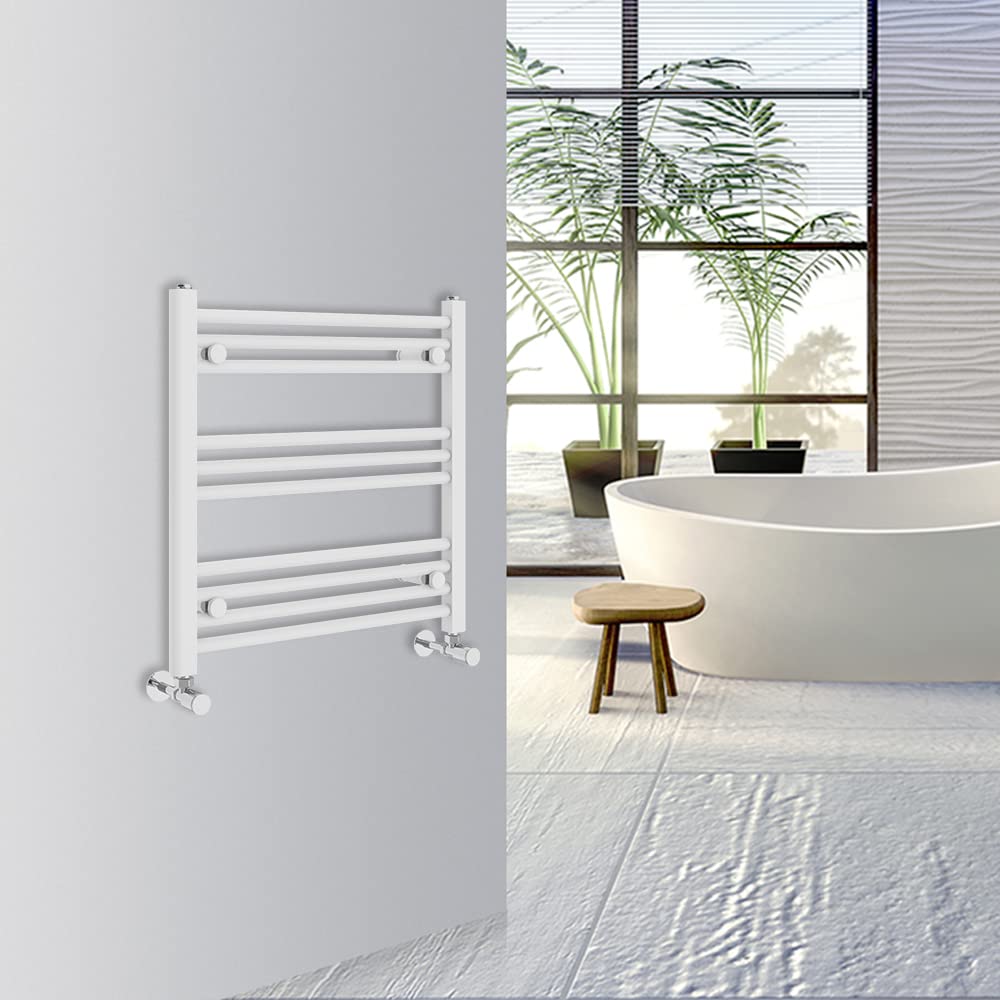 Warmehaus Straight Bathroom Heated Towel Rail Warmer 600x600mm White