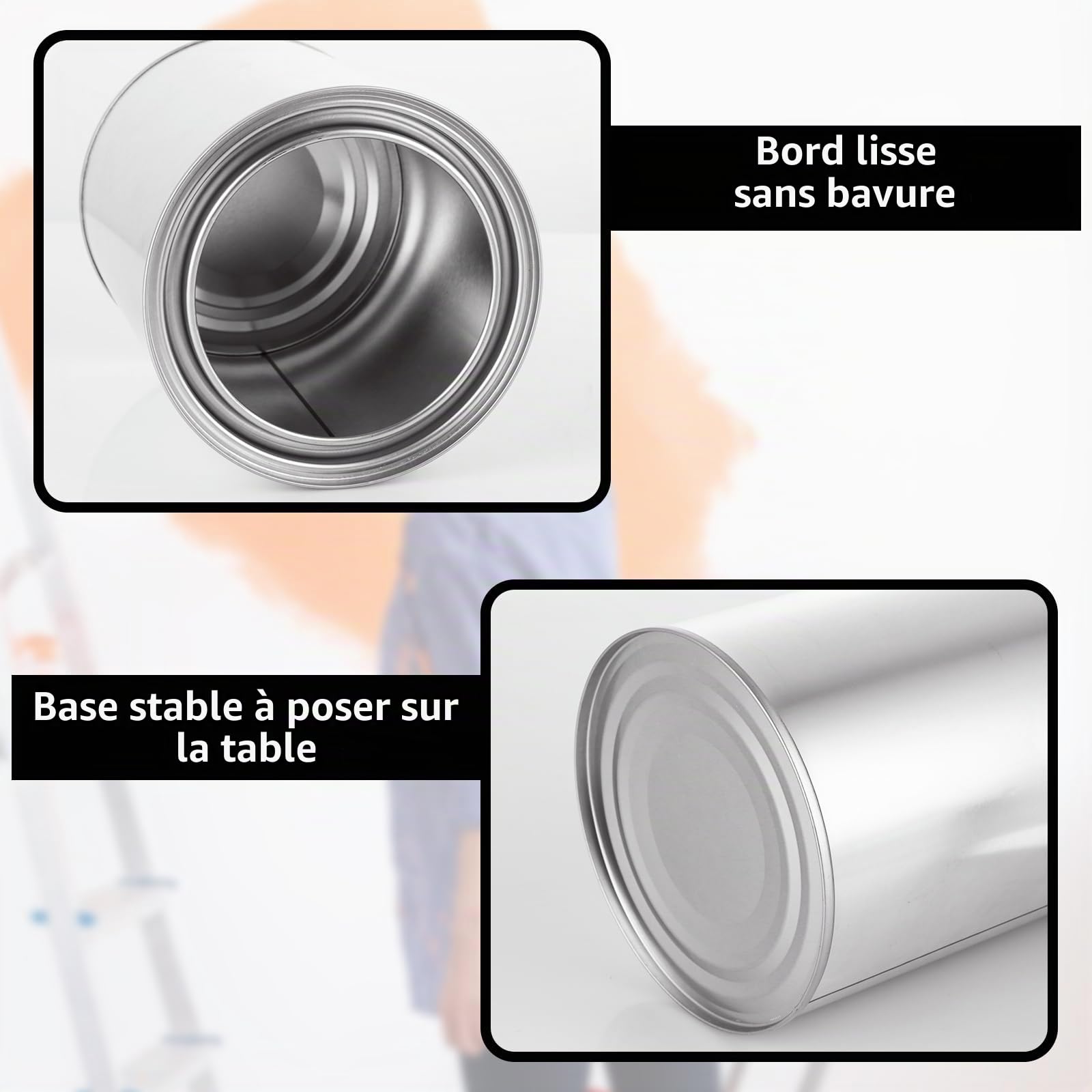 Lot de 6 boîtes de peinture vides de 1 L avec couvercles, multi-usages pour loisirs créatifs, projets de bricolage, organisation de garage