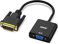 BENFEI Adaptador Ativo DVI-D para VGA, 19 cm, Cabo Blindado Quádruplo, 1080p, Compatível com Desktops e Laptops