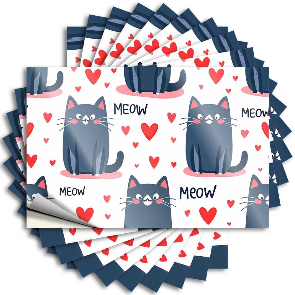 Fzfn Colour Quote Lake Life Decor Easy Apply | Adorable Cats And Hearts Pattern Big Cover Peel And Stick(12X18cm)