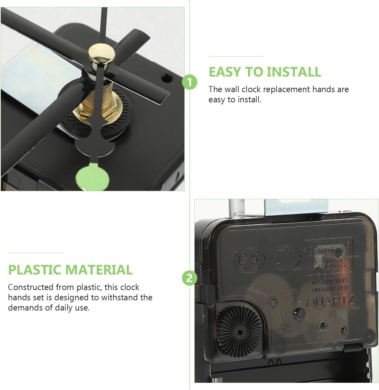 Quartz Clock Mechanism Kits Replacement 5168 Clock Movement with Fluorescent Hands for DIY Wall Repair and Parts Replacement