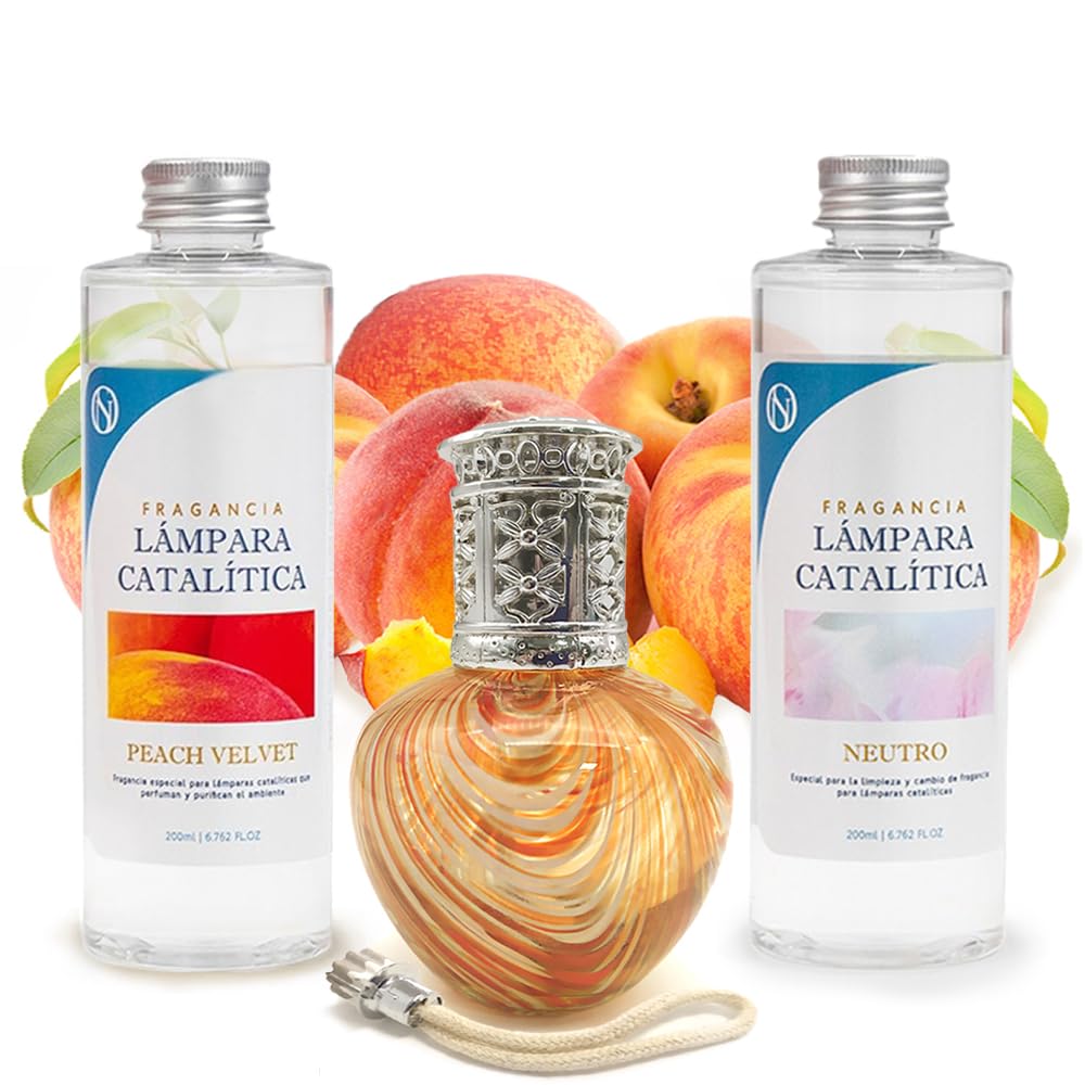 Pack Ahorro Lámpara Catalítica Orange Waves + Fragancia Peach Velvet (500ml) + Limpiador Neutro (200ml) + Mecha de Repuesto