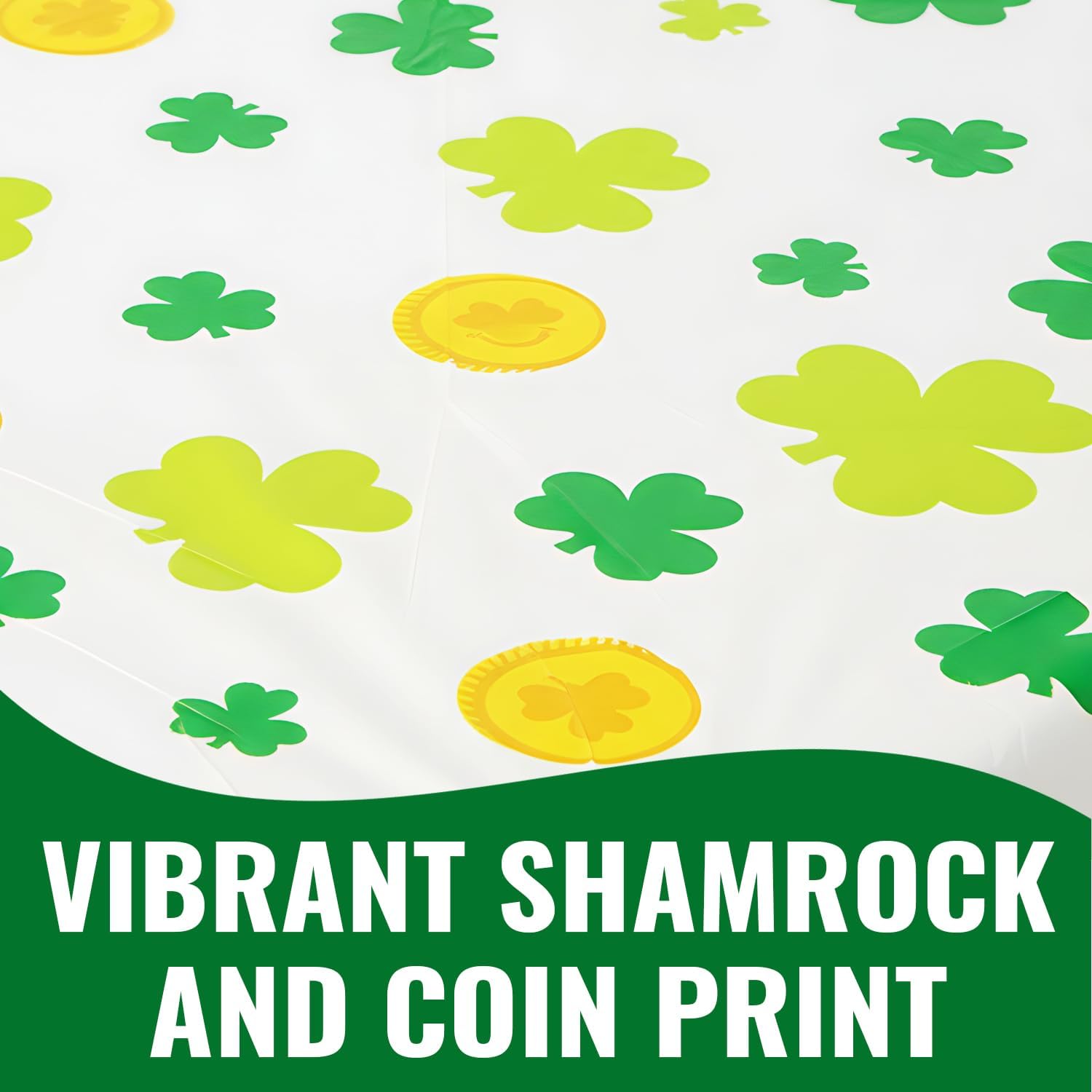 Fun Express 30" x 6 Ft. St. Patrick’s Day Shamrock Fitted Rectangle Disposable Plastic Tablecloth VBS 2026