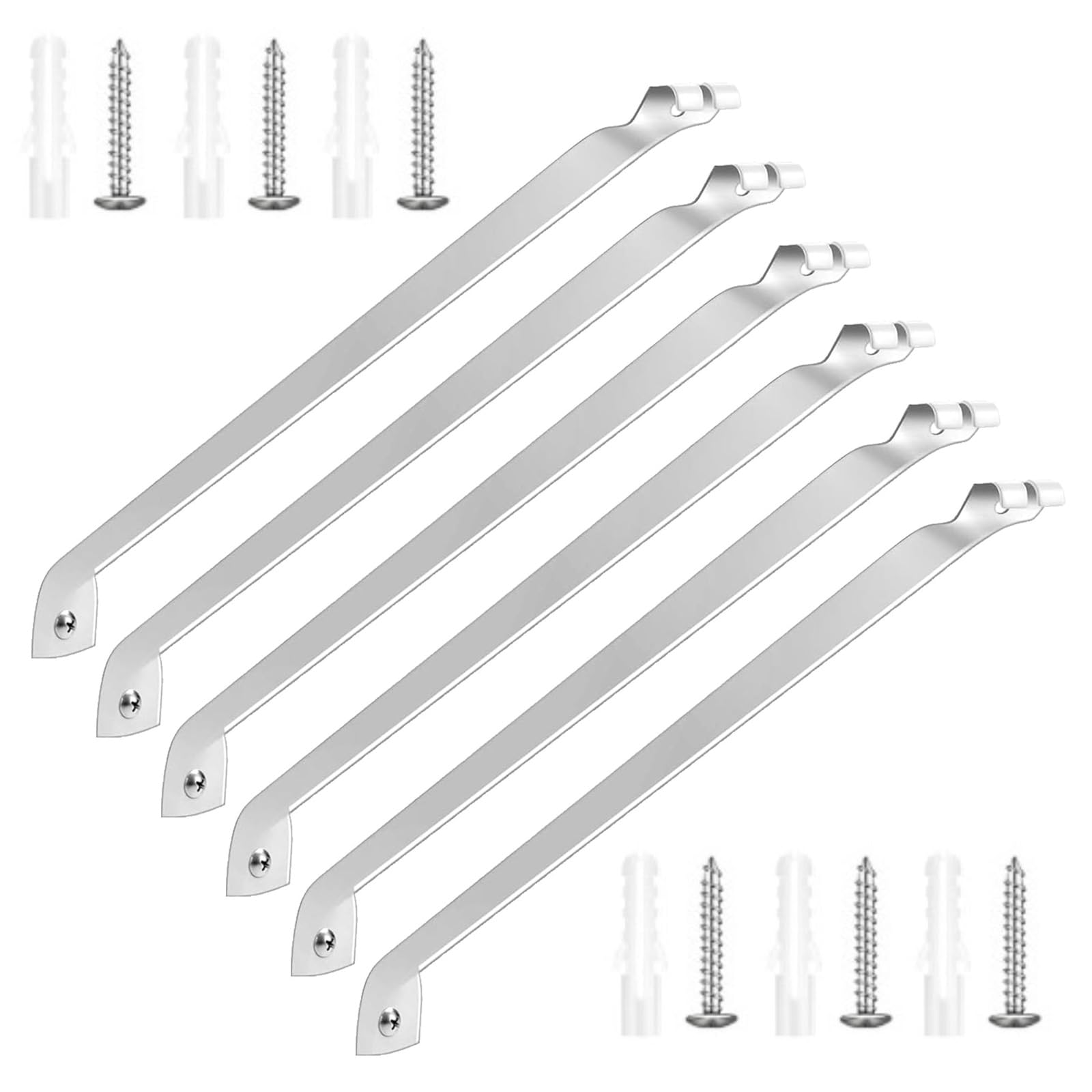 6Pieces Set Portable 17Inch Stainless Steel Wire Shelf for Closet Organization Includes Screws and Anchors Wall Mounted Shelf