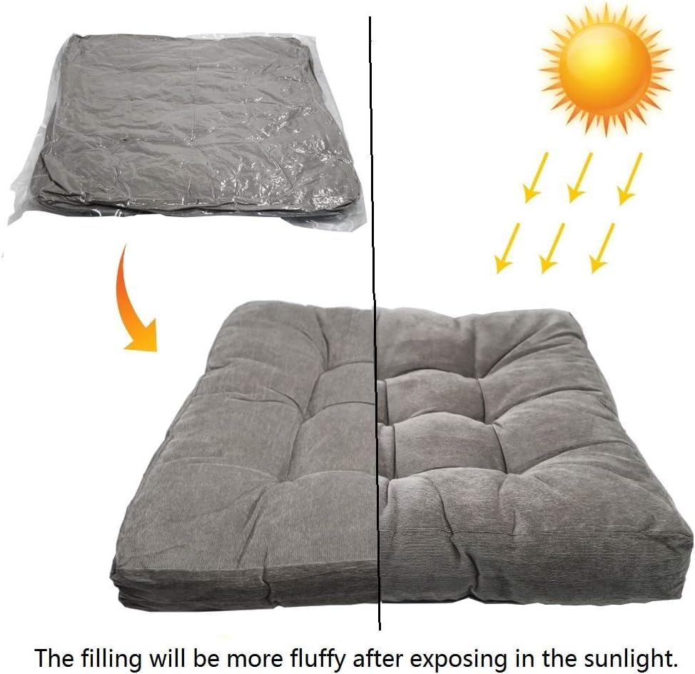 Image of Floor Pillow, Square Meditation Pillow for Seating on Floor Solid Thick Tufted Seat Cushion Meditation Cushion for Yoga Living Room Sofa Balcony Outdoor