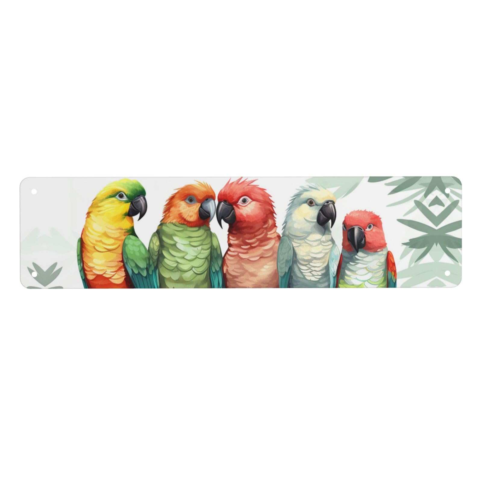 Vintage Metal Tin Signs Retro Garage Signs Stylish Wall Art Plaques for Home Decor Unique Poster 4x16 Inch Colorful Parrots On Tree Metal Sign Outdoor Wall Decorations Gifts