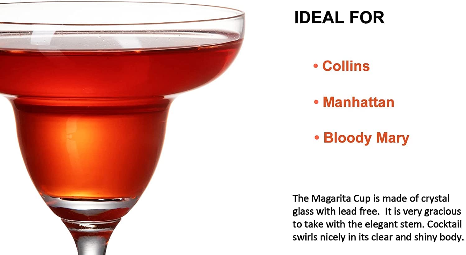 Bicchieri Margarita, set da 2 – bicchieri da cocktail margarita – bicchieri trasparenti per bere martini, manhattan, vodka, gin e cocktail (6 oz)…