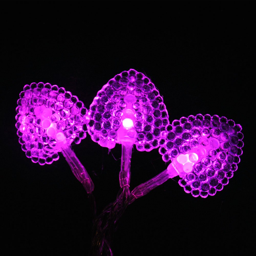 LightsGo USB Powered 20 LED 2M Hearts shape Indoor LED Fairy Lights for PC, MAC, Phone charger (Pink)