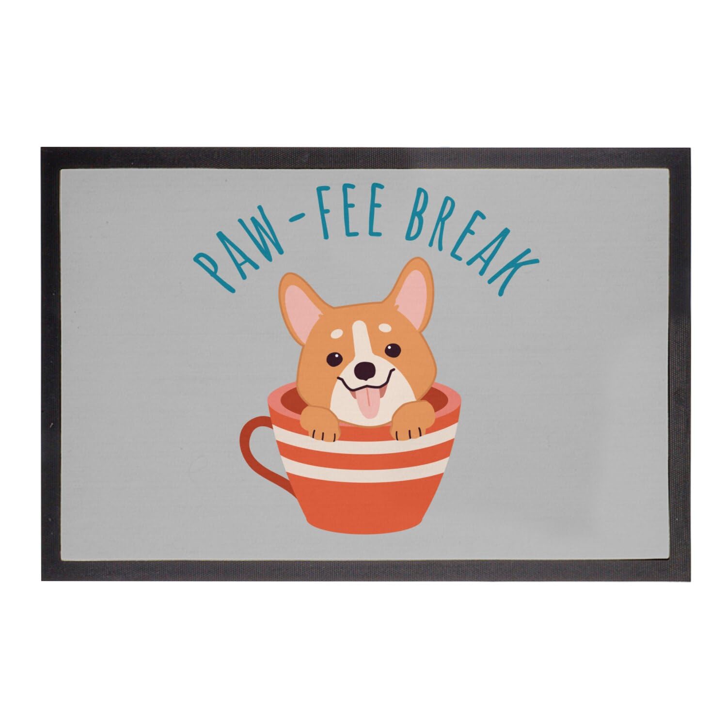 Paillasson gris chien Corgi tapis entrée 60x40cm Paw-fee Break