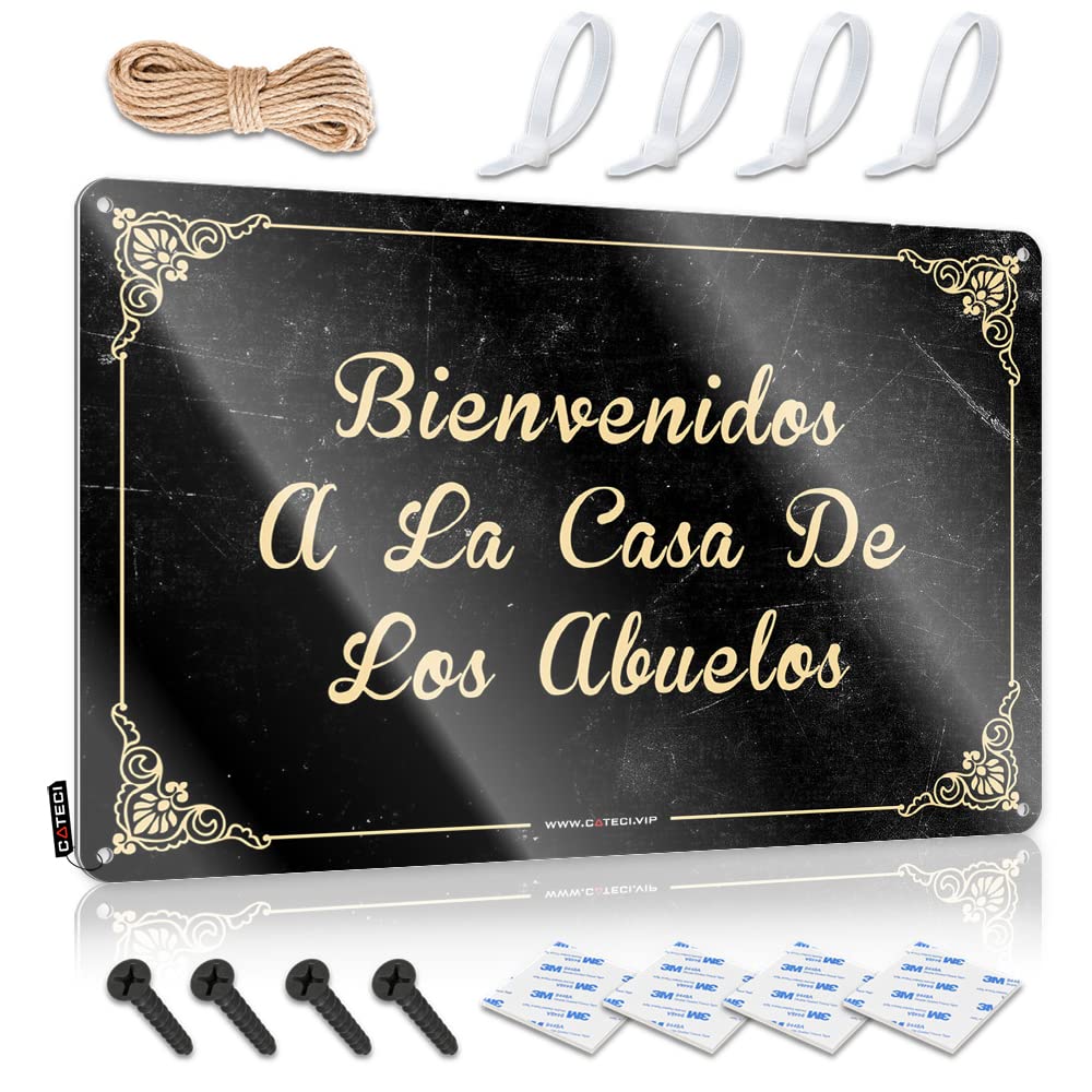 Vpguqarfr Colour Bienvenidos A La Casa De Los Abuelos Letters Funny - Artwork Plaque Wall Art Decoration(30X40cm)