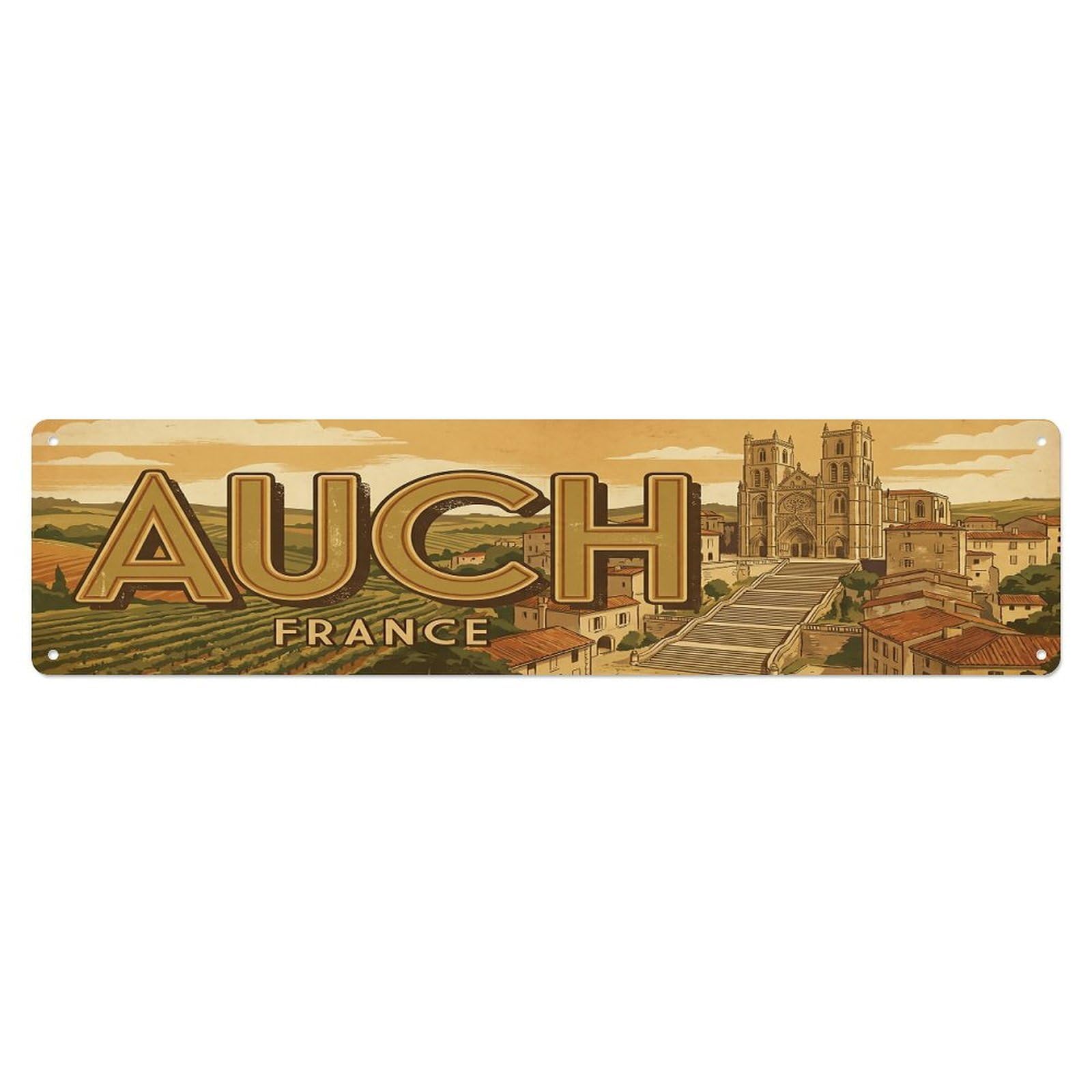Retro Travel France Auch Metal Tin Sign