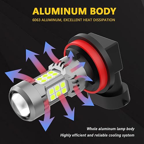 Vista 10 de PHINLION Bombillas LED antiniebla H8 H11 3000K amarillo dorado, 3200 lúmenes, superbrillantes, 3030 30-SMD chips H16 DRL de repuesto