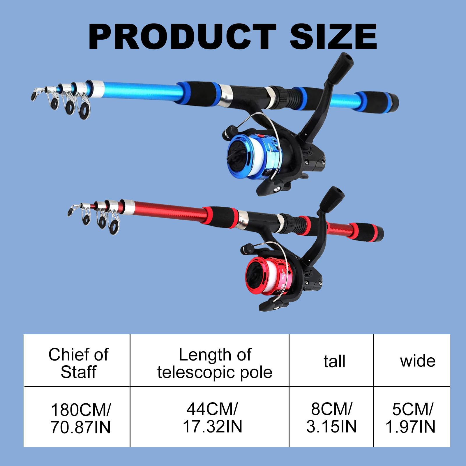 Kit de Canne à Pêche pour Enfants 180cm Télescopique avec Moulinet Spincast pour Débutants