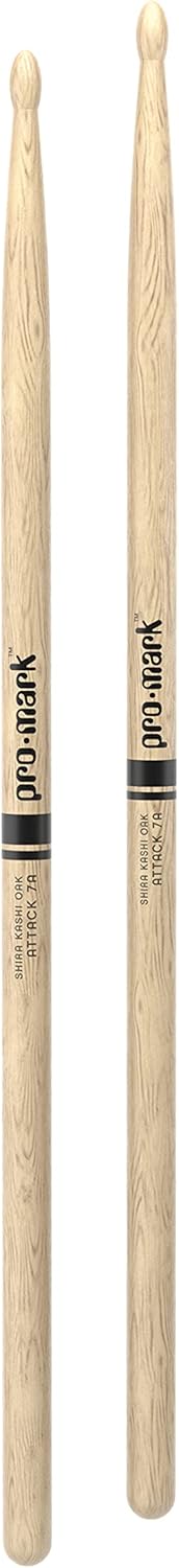 ProMark Drum Sticks - Classic Attack 7A Shira Kashi Oak Drumsticks, Oval Wood Tip, One Pair