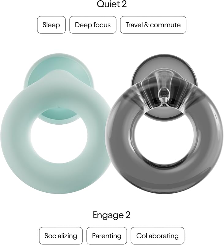 Loop Everyday Bundle (2-Pack) Quiet 2 + Engage 2 | Reusable Ear Plugs for Sleep, Focus, Noise Sensitivity, Socializing & More | 24 dB/16 dB Noise Reduction image 2
