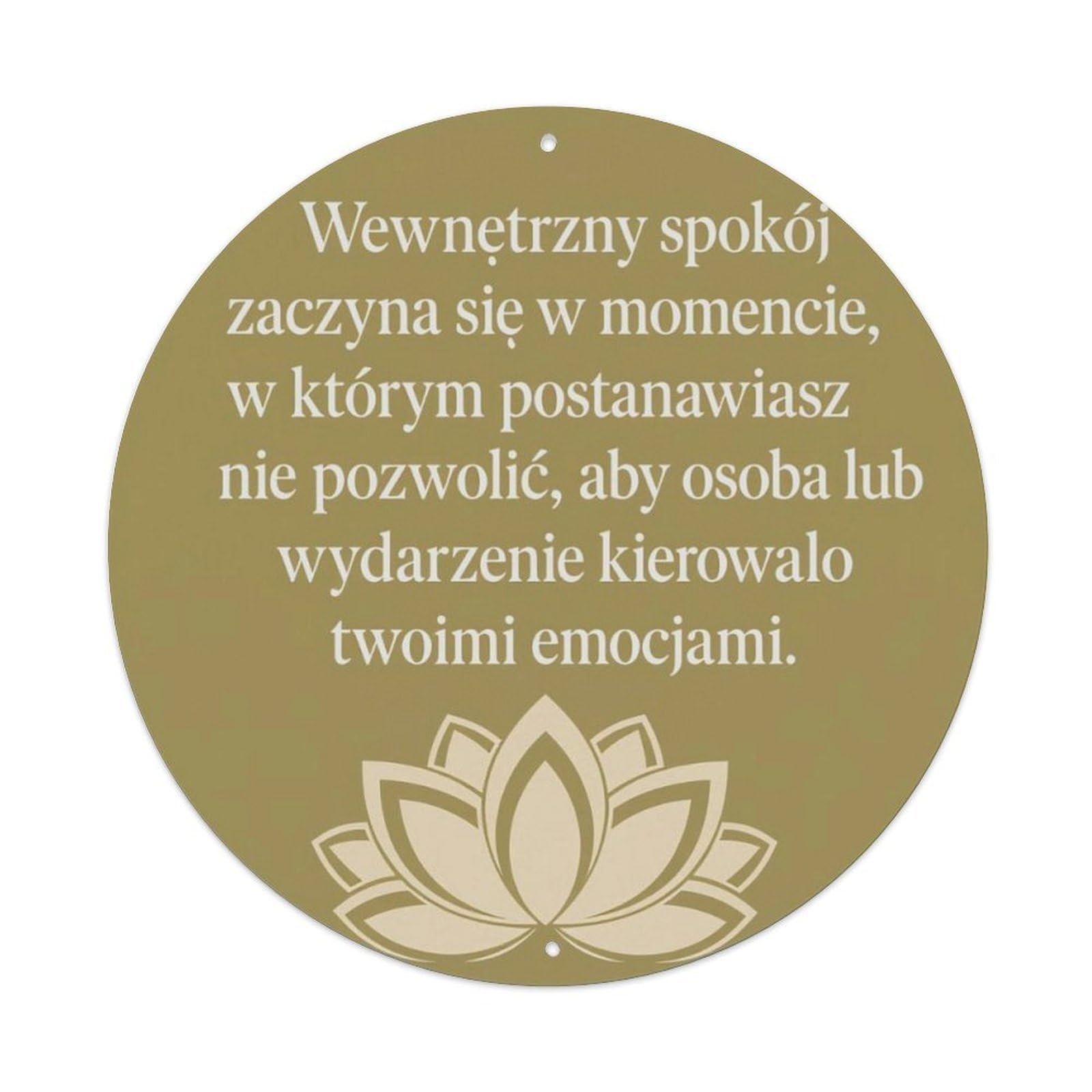 Polish Lotus Peace Inspirational Round Decor Sign Vintage Aluminium Metal Sign, Retro Wall Decor for Home, Bar, Garage & Farmhouse 20x20cm