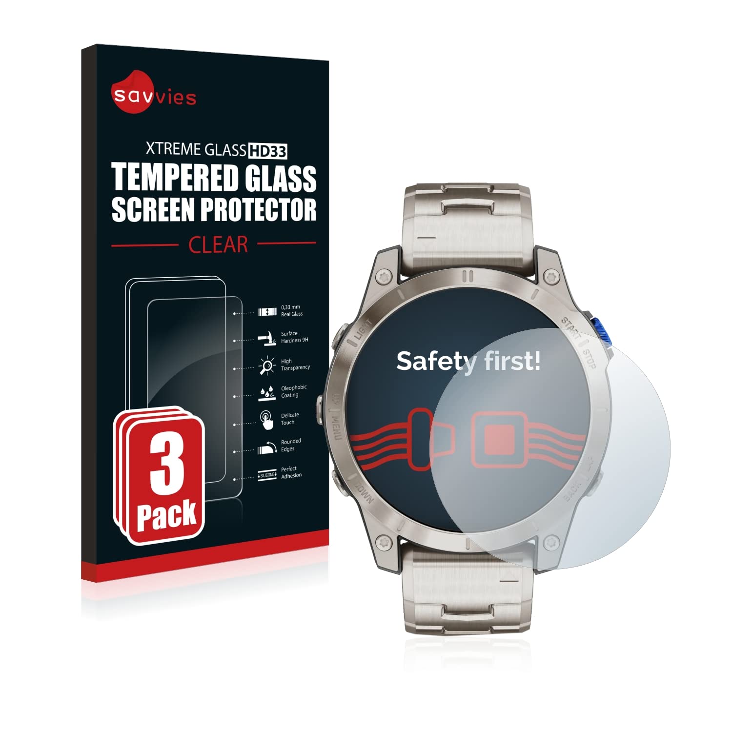 Armoured Glass compatible with Garmin D2 Mach 1 (3 Pack) Tempered Glass Screen Protector [Shockproof, 9H Ultra Hard]