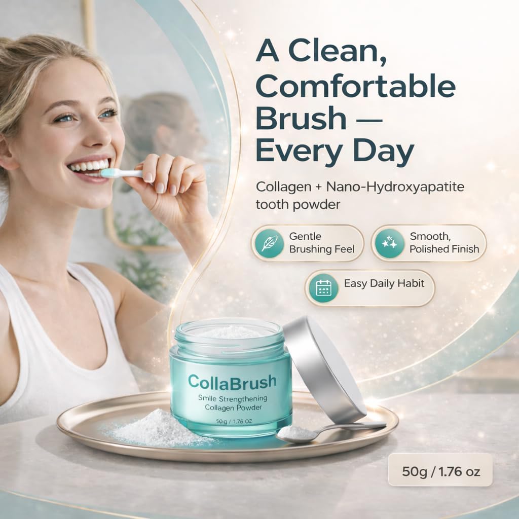 Collagum Collagen Powder for Teeth, Collagen Powder for Gum with Nano Hydroxyapatite, Smile Strengthening for Gum & Enamel Care, Fluoride-Free Gentle Formula