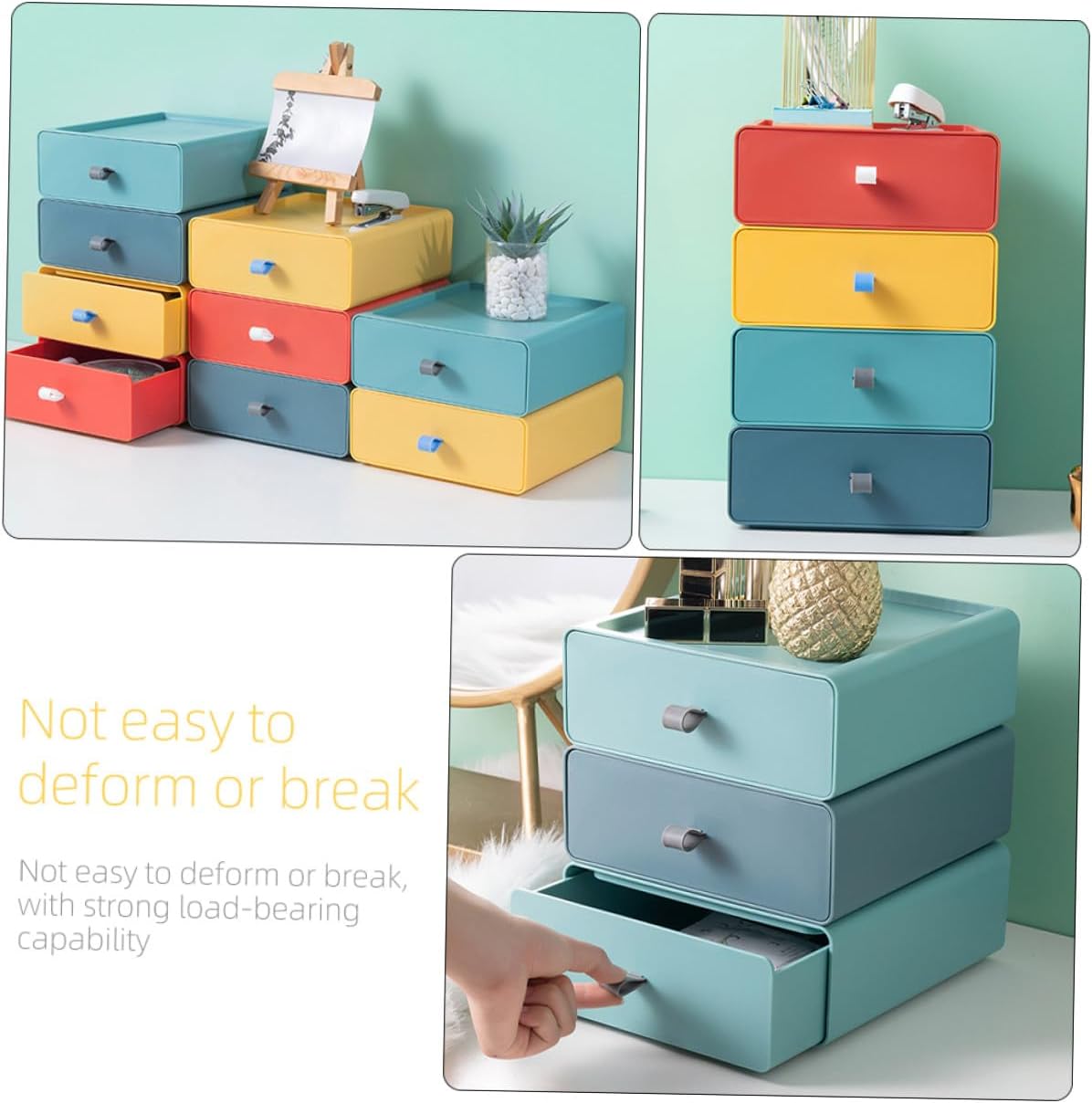 4pcs Stackable Desktop Storage Drawers Multi-color Table Organizer Boxes with PP Material for Office and Home Use Easy-access Drawer Cases for Efficient Item Sorting and Space
