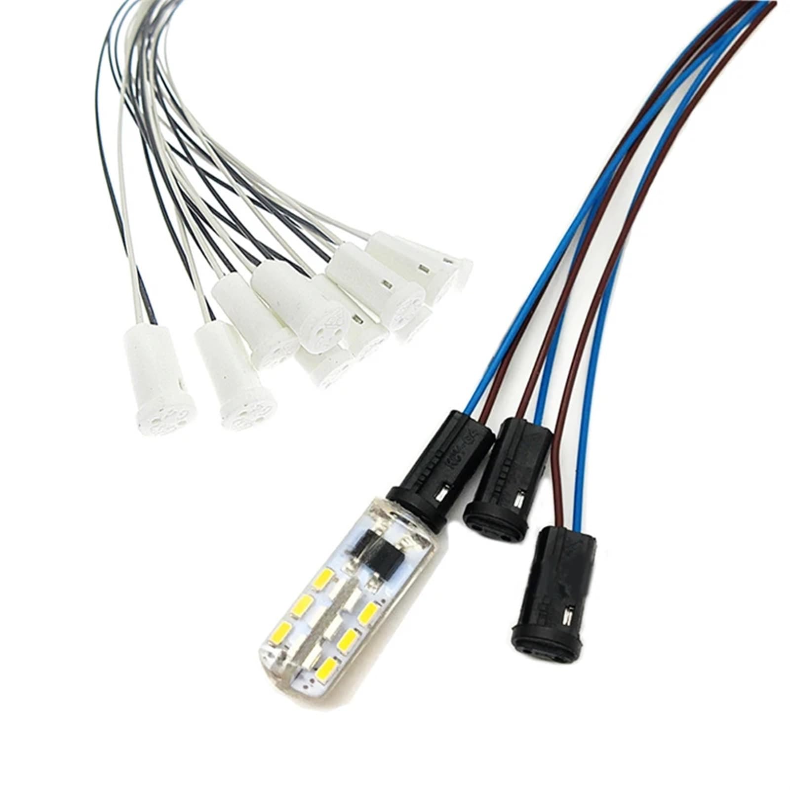 G4-Lampenfassung, weiße Keramik, schwarzes Bakelit, 10 cm–100 cm Kabellänge, Niederspannung, 12 V, G4-Halterung for Glühbirne (Glühbirnen nicht im Lieferumfang enthalten).(20cm,Black x 50 Pieces)