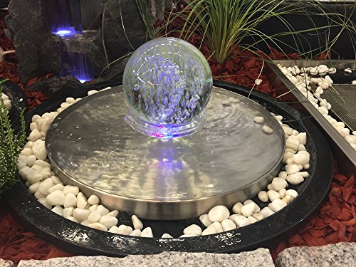 Köhko® Glaskugelbrunnen „Saturn“ 21010 Springbrunnen Kugelleuchte Vogeltanken