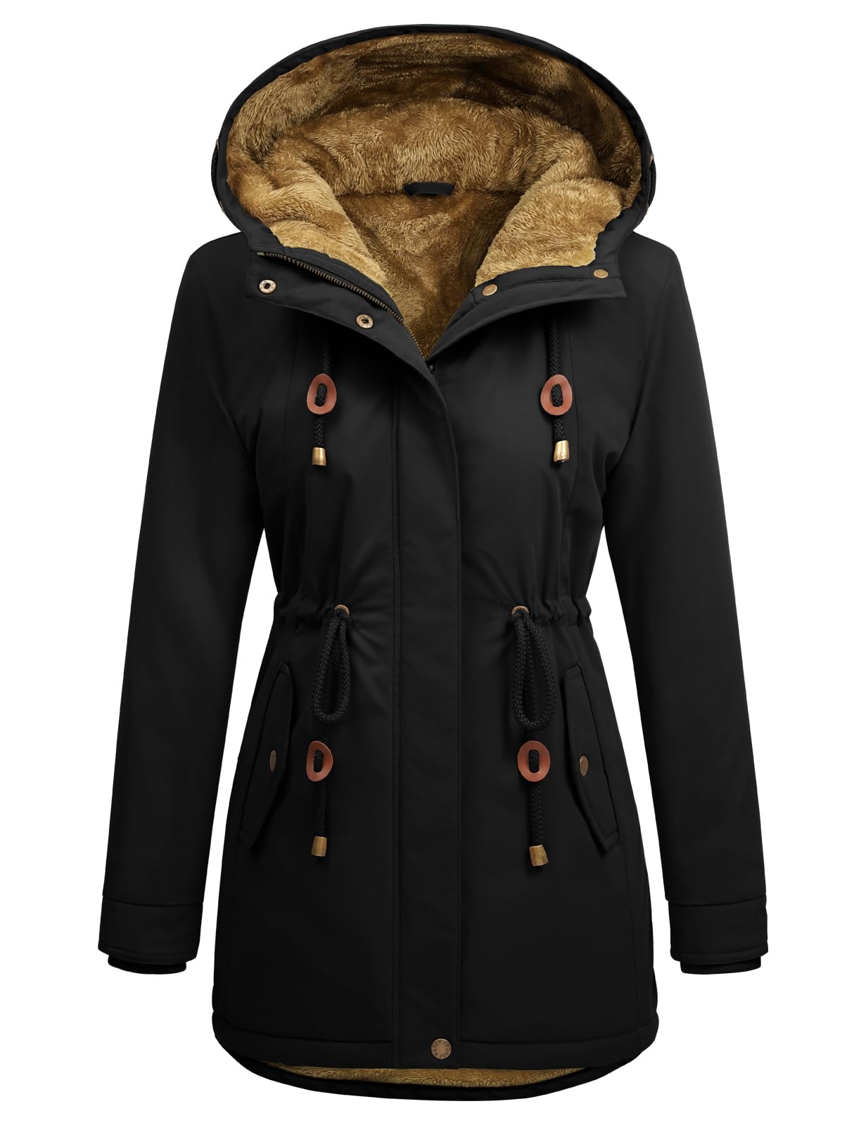 Korte Taupe Winterjas met Capuchon