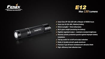 2 Pack Fenix E12 CREE XP-E2 130 Lumen LED flashlight with two EdisonBright AA alkaline batteries. E11 upgrade DIY and Tools