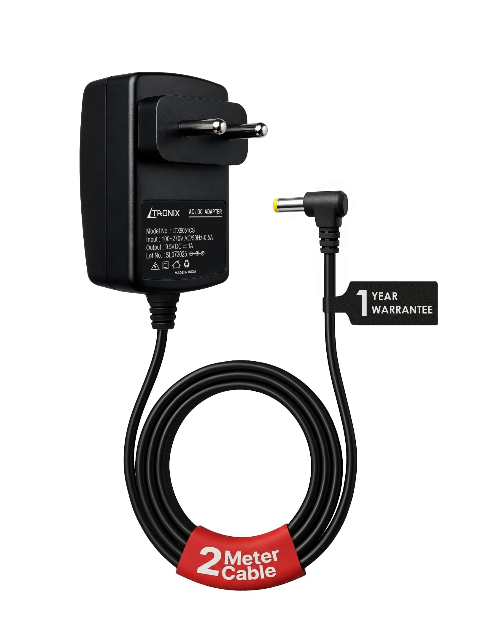 9.5V 1 Amp AC/DC Power Adapter for Casio Keyboards with 6.5 Feet Extra-Long Power Cord, 1 Year Warranty-image-35