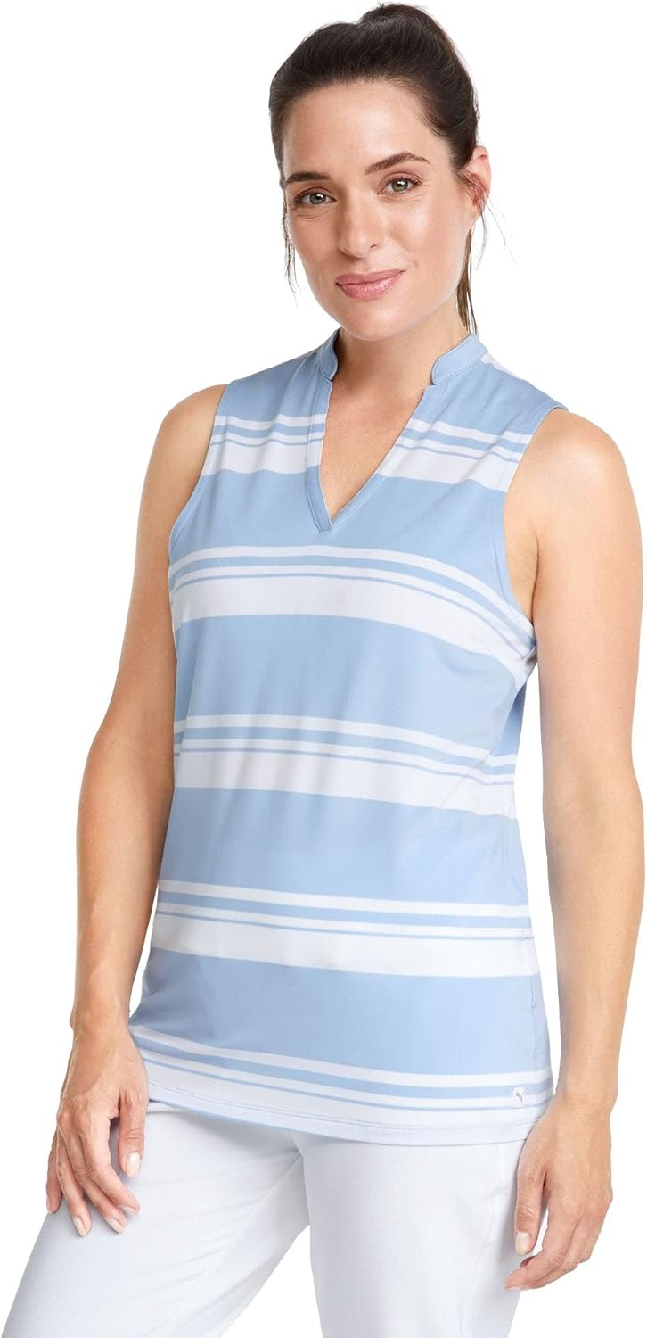 PUMA Women's Cloudspun Valley Stripe Sleeveless Polo
