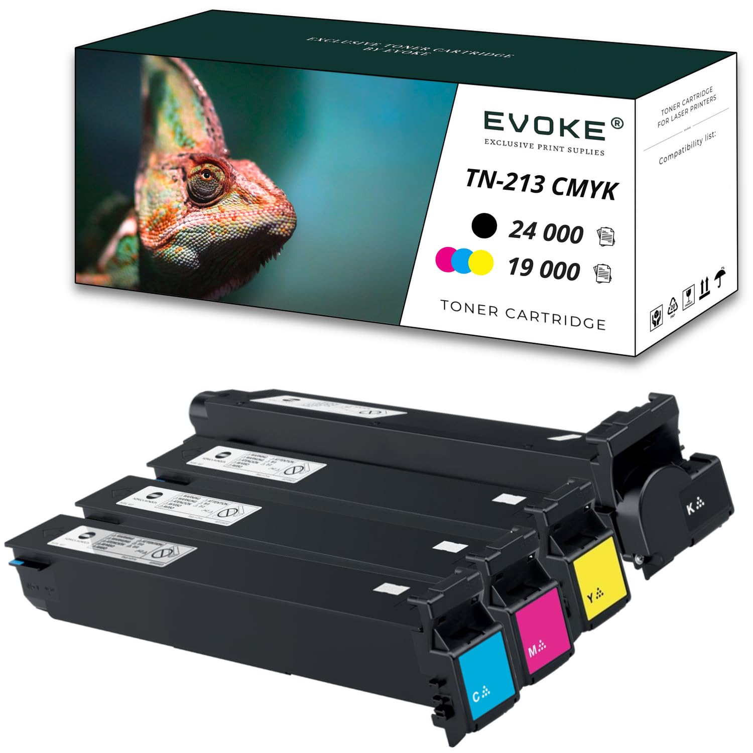 EVOKE TN213 TN-213 Toner Kompatybilny z Konica Minolta C203 C253 C353 (Zestaw CMYK) 81000 Stron