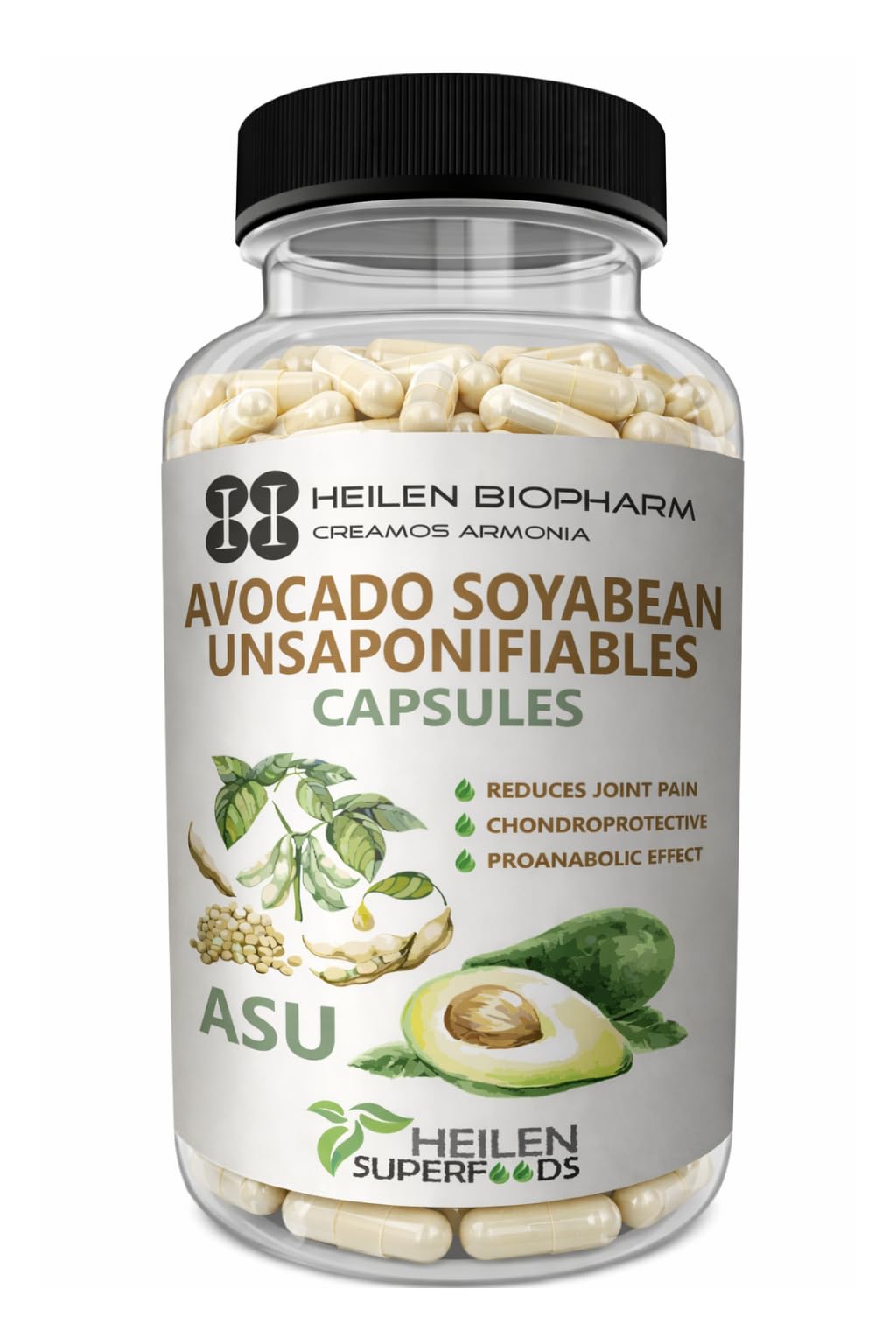 ASU 500 mg | Avocado & Soybean Unsaponifiables | Joint, Cartilage & Mobility Support Supplement | 180 Capsules | 500 mg Each | Plant-Based | Pack of 1