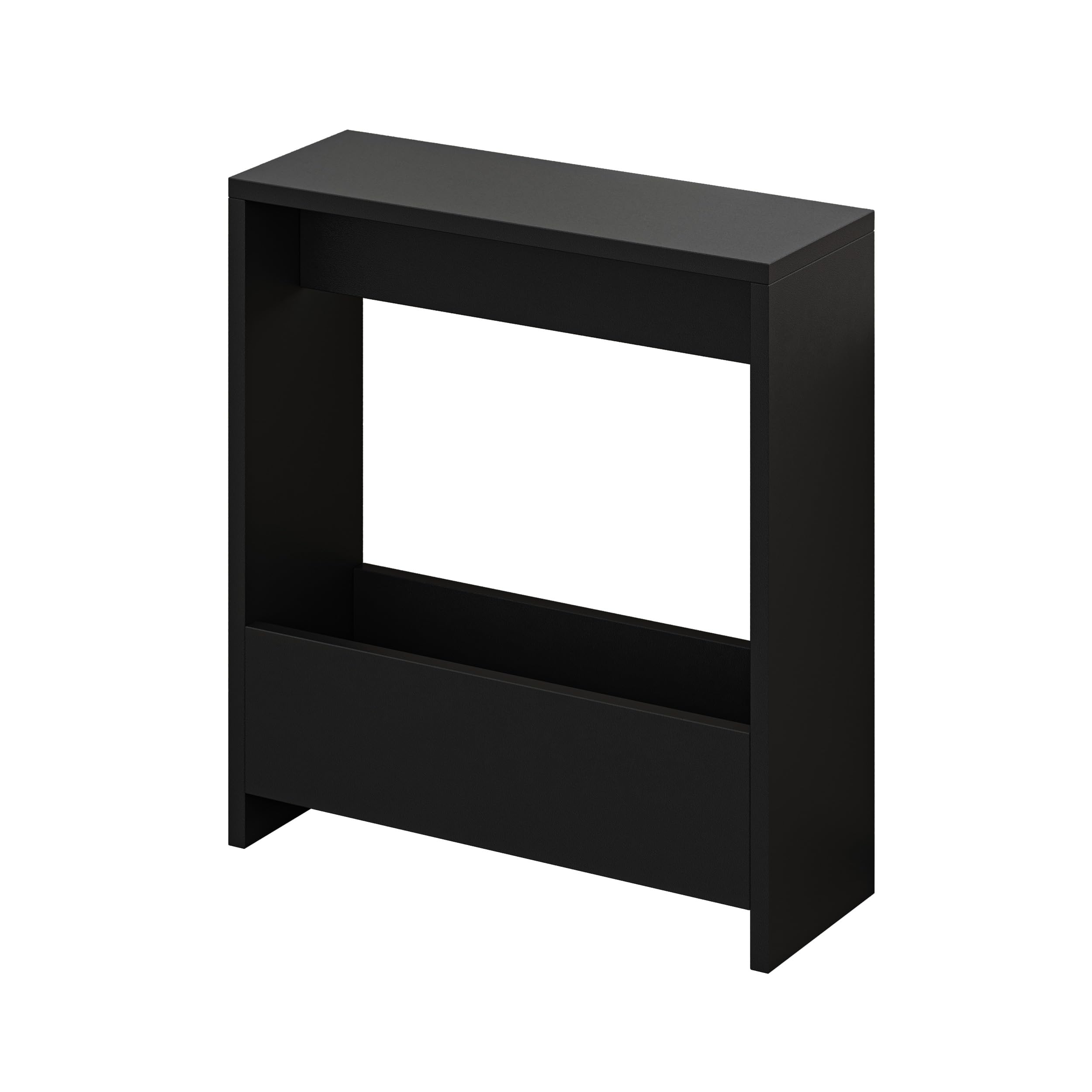 HOCUS PICUS Beistelltisch mit integriertem Magazinhalter| kompakter Beistelltisch für Wohnzimmer und Büro| platzsparender End Table für kleine Räume| Magazinaufbewahrung| 20 x 55 x 60 cm (Schwarz)
