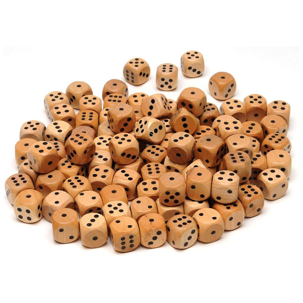JZS Wooden Dice Set,Standard 12mm 6 Sided for Perfect for Board Games and RPGs,with Numbers 1-6 Wooden Dice Set Party Favors for Table Games,50PCS