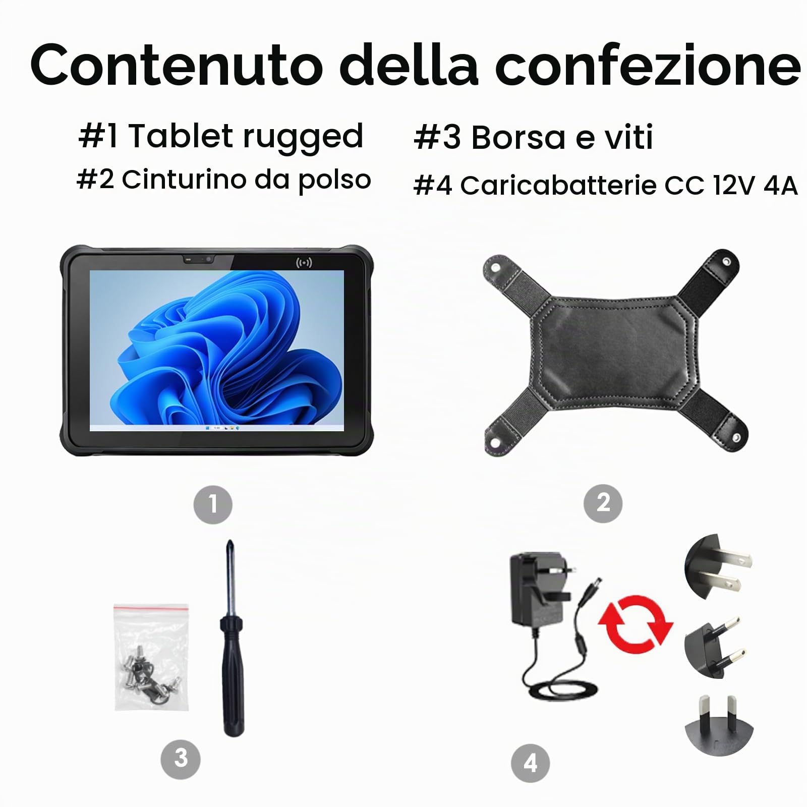 Kayoote ST11 Pro Win 11 Pro Rugged Tablet, 10.1" Celeron N5100, IP65 Waterproof, 8 GB RAM 256 GB ROM Inventory PDA, NFC Reader, 4G, WiFi, 6000 mAh Pad
