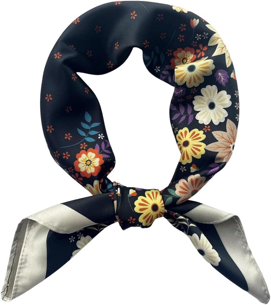 Julunar Silk Scarf for Women and Men with Double-sided Different Patterns Head Scarves Hair Wraps for Sleeping