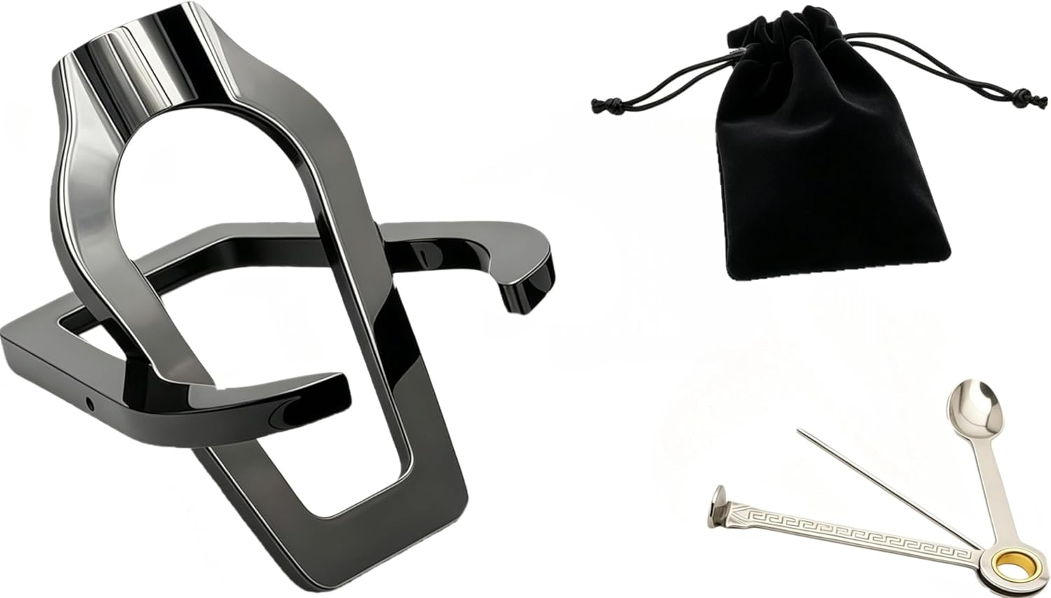 Tobacco Smoking Pipe Stand Foldable Stand, 3-in-1 Stainless Tool，black