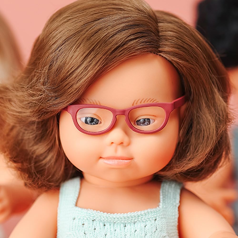Miniland Baby Doll Caucasian Girl with down syndrome and glasses 38cm. Made in Spain with vanilla scent. Anatomically correct. My Friends & Me collection - Image 3