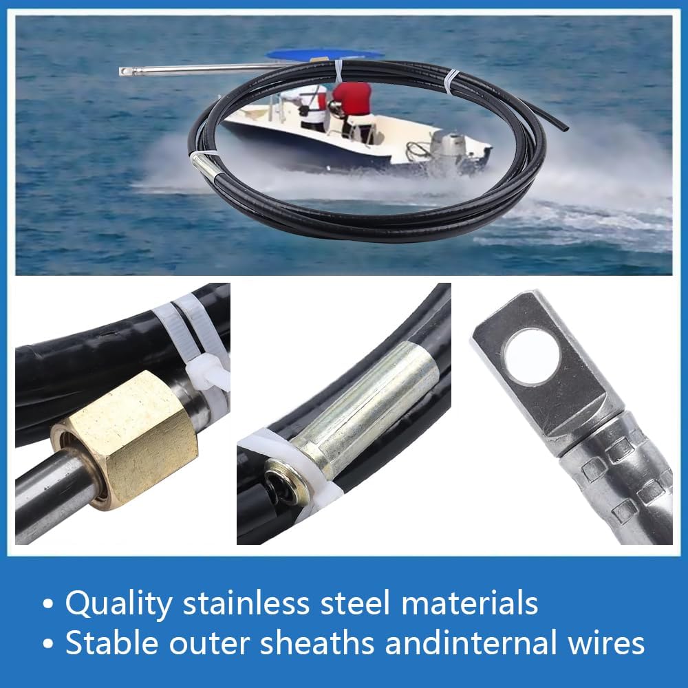 13FT Fast Connect Rotary Steering Cable FIT Uflex M66 FIT Teleflex Seastar SSC6213 SSC6200 Stainless Steel Output Ends