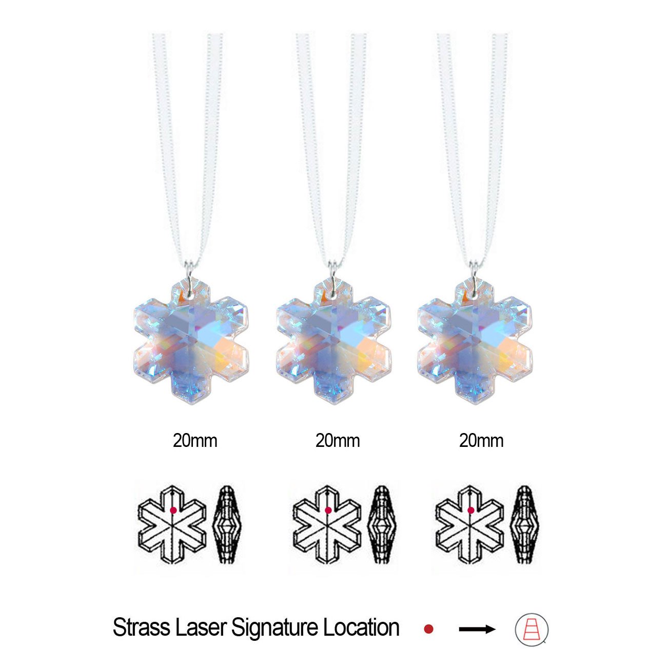 SunCatchers for Windows Swarovski Crystals Aurora Borealis Snowflake Prisms Hanging Ornament Pendants Decorations 3-Pcs