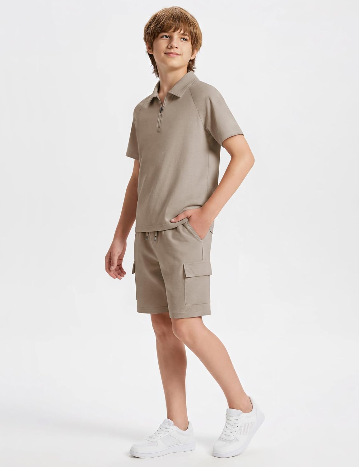 MoFiz Boys Short Set Quarter-Zip T-Shirt and Shorts Lounge Sets Summer Casual Athletic Vacation Beach Outfits - Image 4